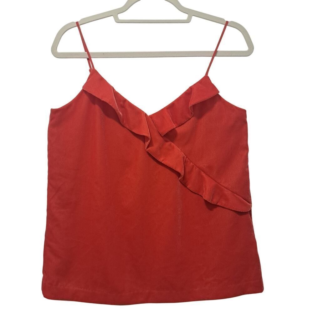 J.Crew Luxy Velvet Ruffled Sleeveless Cami Top Size 6 Tall Pop NWT